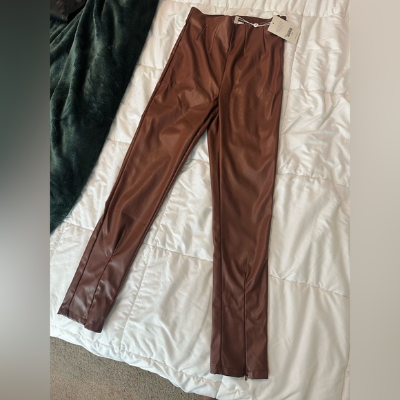Bohme Brown Vegan Leather Tara Pants - Picture 2 of 3